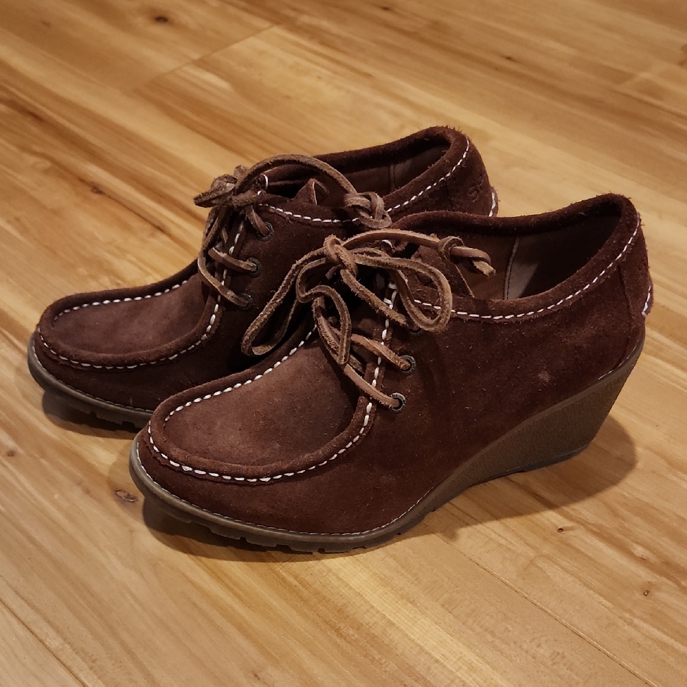 Sperry Brown Suede Women's Wedge Shoes